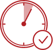 Relógio com ponteiro a indicar tempo, representando a duração dos testes.
